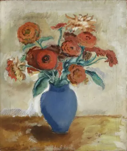 Vas albastru cu flori, by Vasile Popescu, 1940
