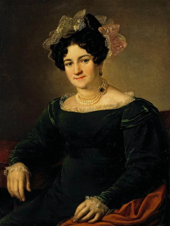 Portrait of P.I. Sapoznikova, by Vasily Andreevich Tropinin, oil, 1826