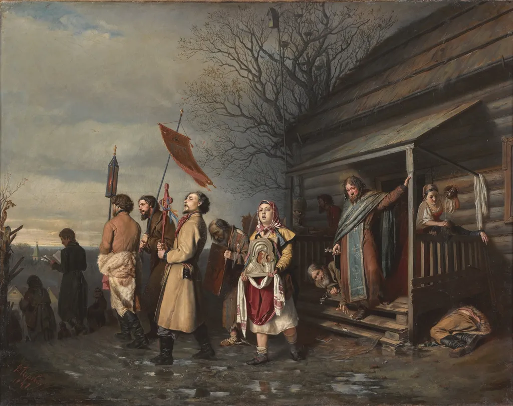 An Easter procession in a Russian village, by Vasily Perov, oil, 1861