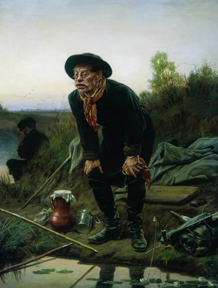 Рыболов, by Vasily Perov, oil, 1871