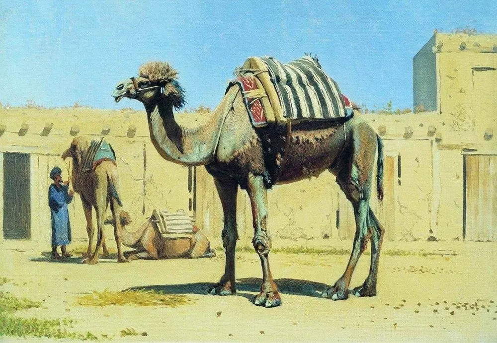 Camel in the courtyard of the caravanserai, by Vasily Vereshchagin