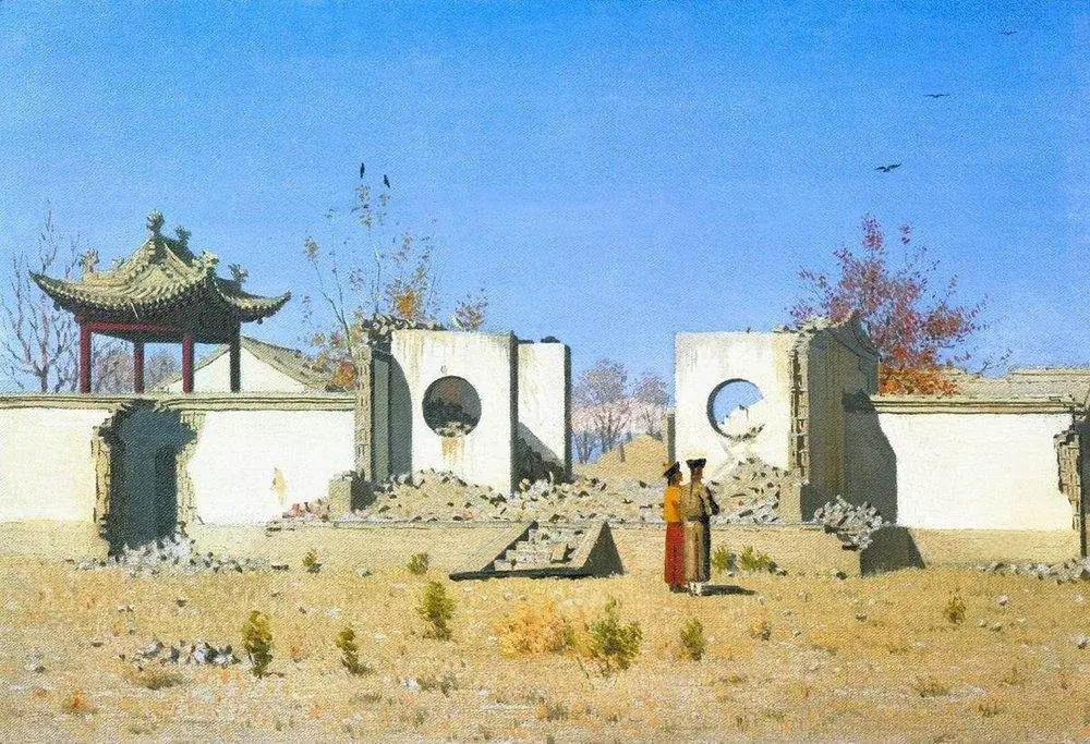 Ruins of Chinese sanctuary. Ak-Kent