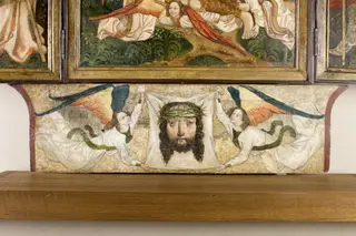 Veil of St. Veronica held by two angels. Altar retable from the church in Moszczenica Niżna – predella.