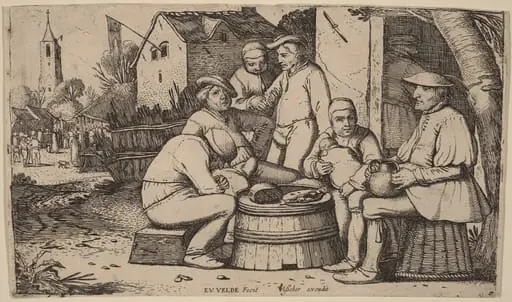 Peasants Lunching in Open Air, by Velde, Esaias van de, I