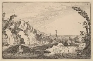 Cascade under a Stone Bridge, by Velde, Jan van de, II