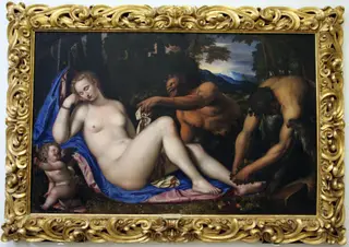 Venere e Cupido con due satiri in un paesaggio