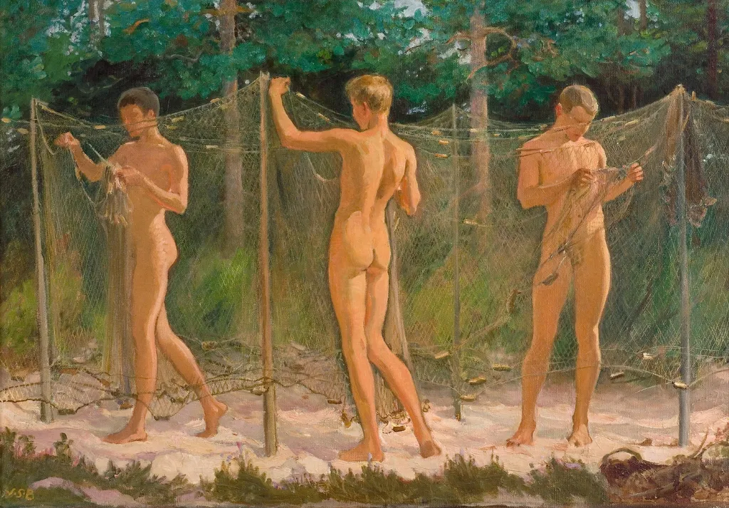Pojat verkkoja puikkaroimassa, by Venny Soldan-Brofeldt, 1913
