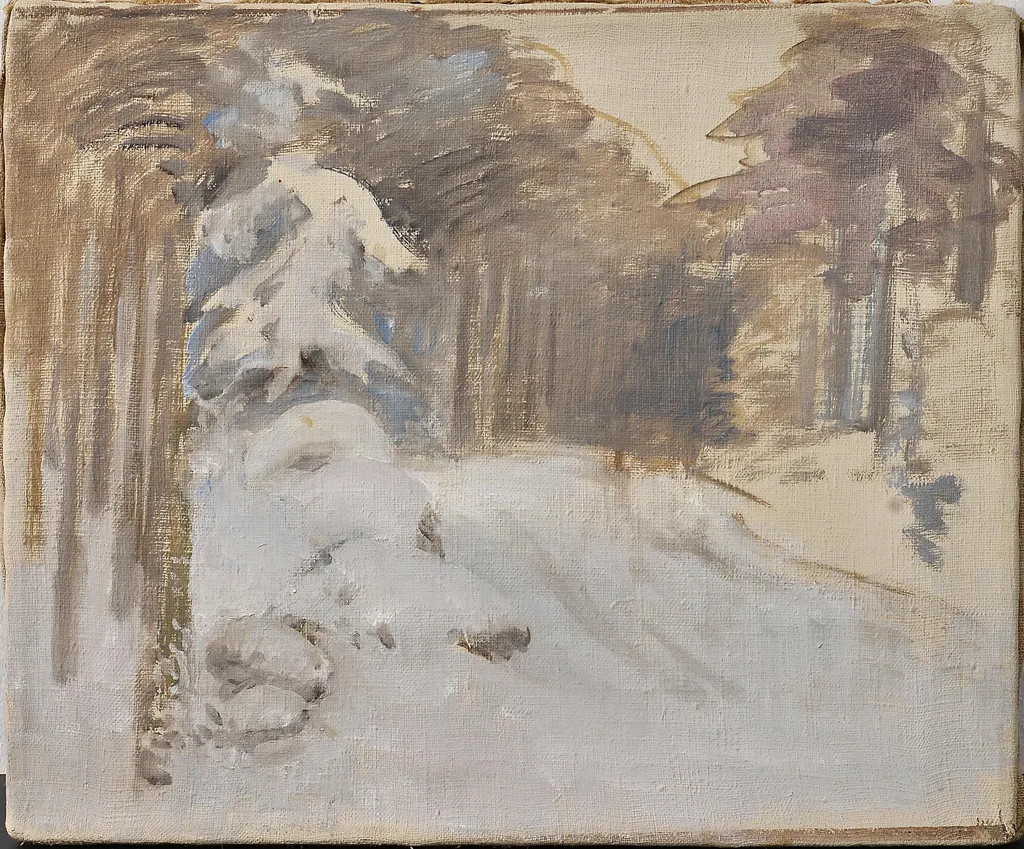 Talvimaisema, luonnos (kehystämätön), by Venny Soldan-Brofeldt, 1913