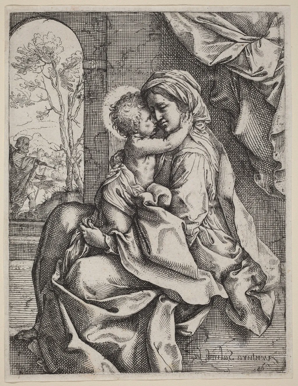 Virgin and Child, by Ventura Salimbeni, ink, 1590
