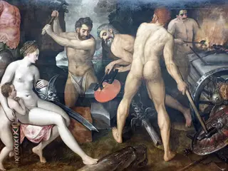 Venus and Cupid in the Forge of Vulcan