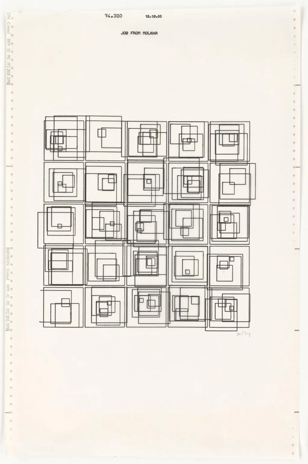 Structures of Squares, by Vera Molnar, 1974