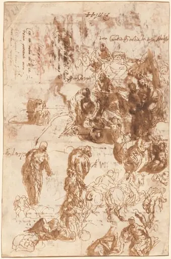 Studies for Judith and Holofernes, David and Goliath, The Finding of Moses, and Others [recto], by Veronese