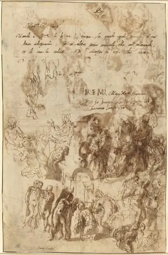 Studies for the Raising of Lazarus and Other Compositions [verso], by Veronese
