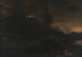 Vesuvius Erupting at Nightfall