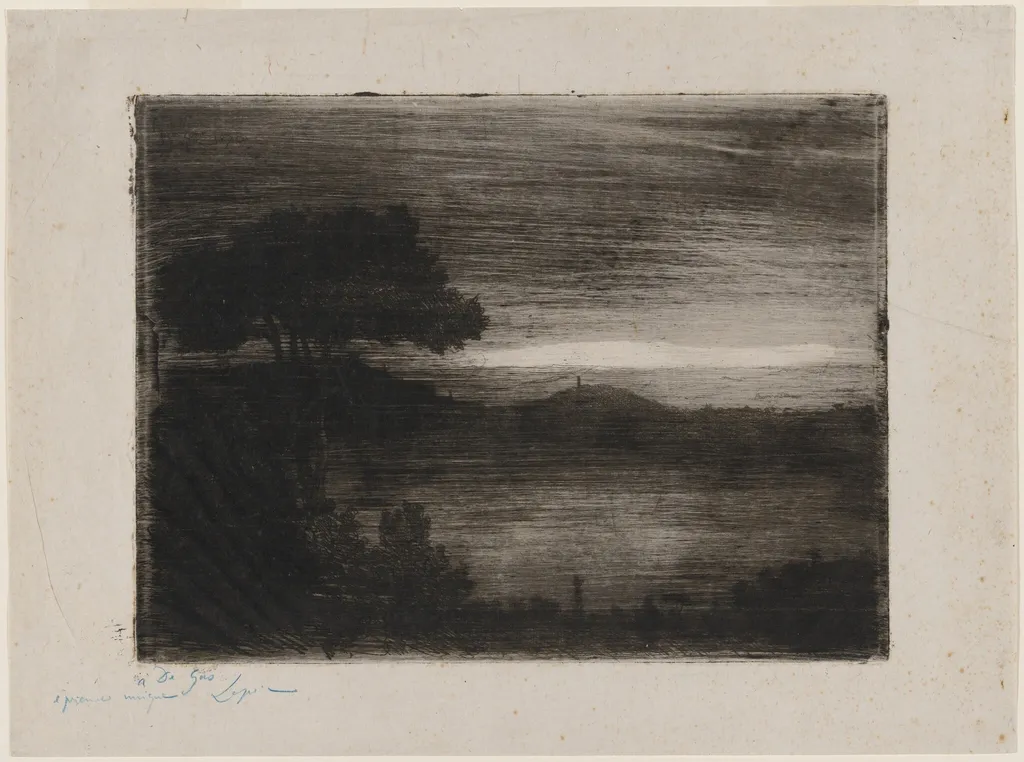 Lake Nemi, by Vicomte Ludovic Lepic, ink, 1870