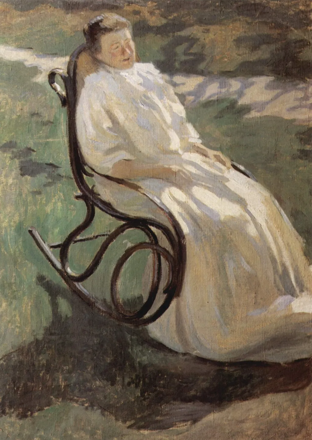 Dame im Schaukelstuhl, by Victor Borisov-Musatov, oil, 1899