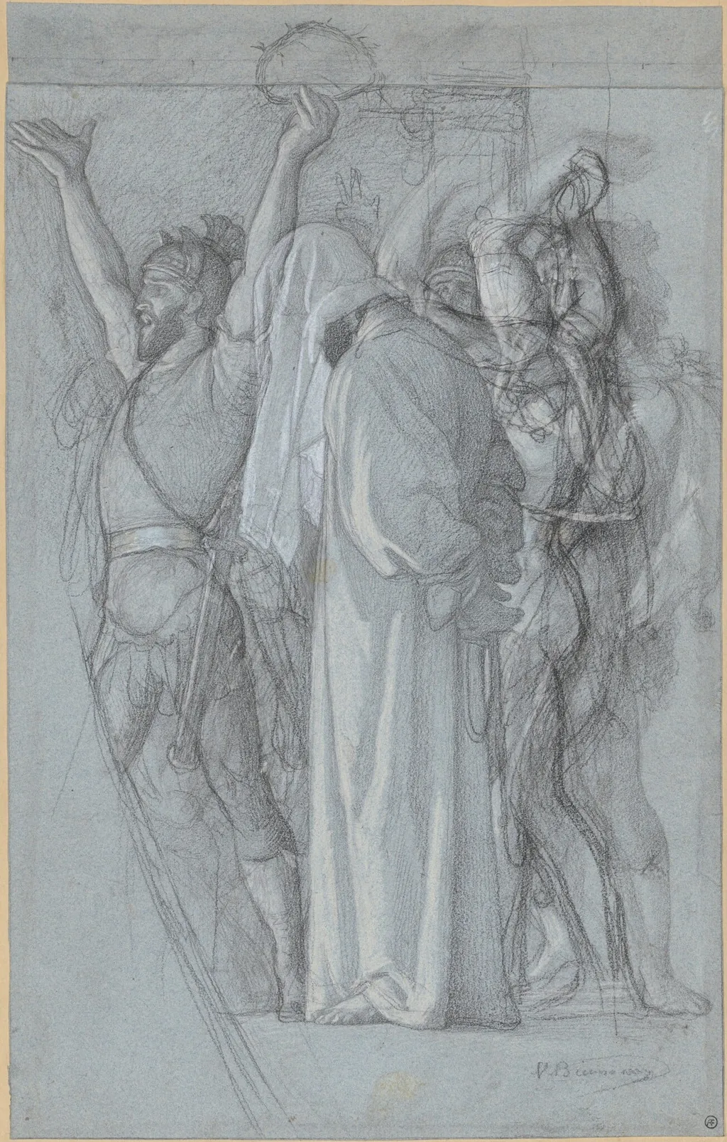 The Mocking of Christ, by Victor-François-Eloi Biennourry, chalk, 1852