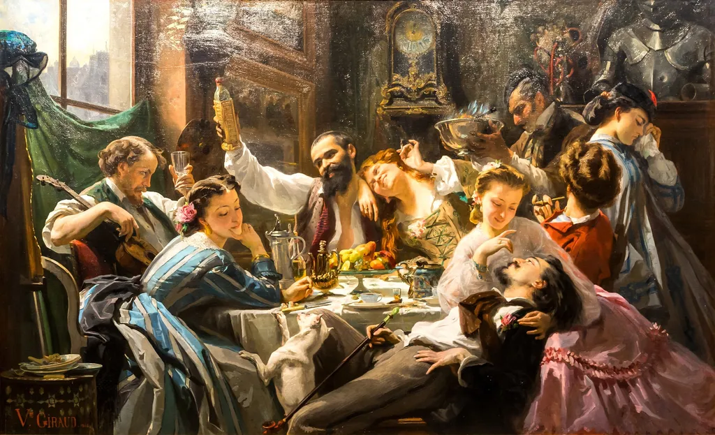 Lunch in the Studio, by Victor Giraud, oil, 1864