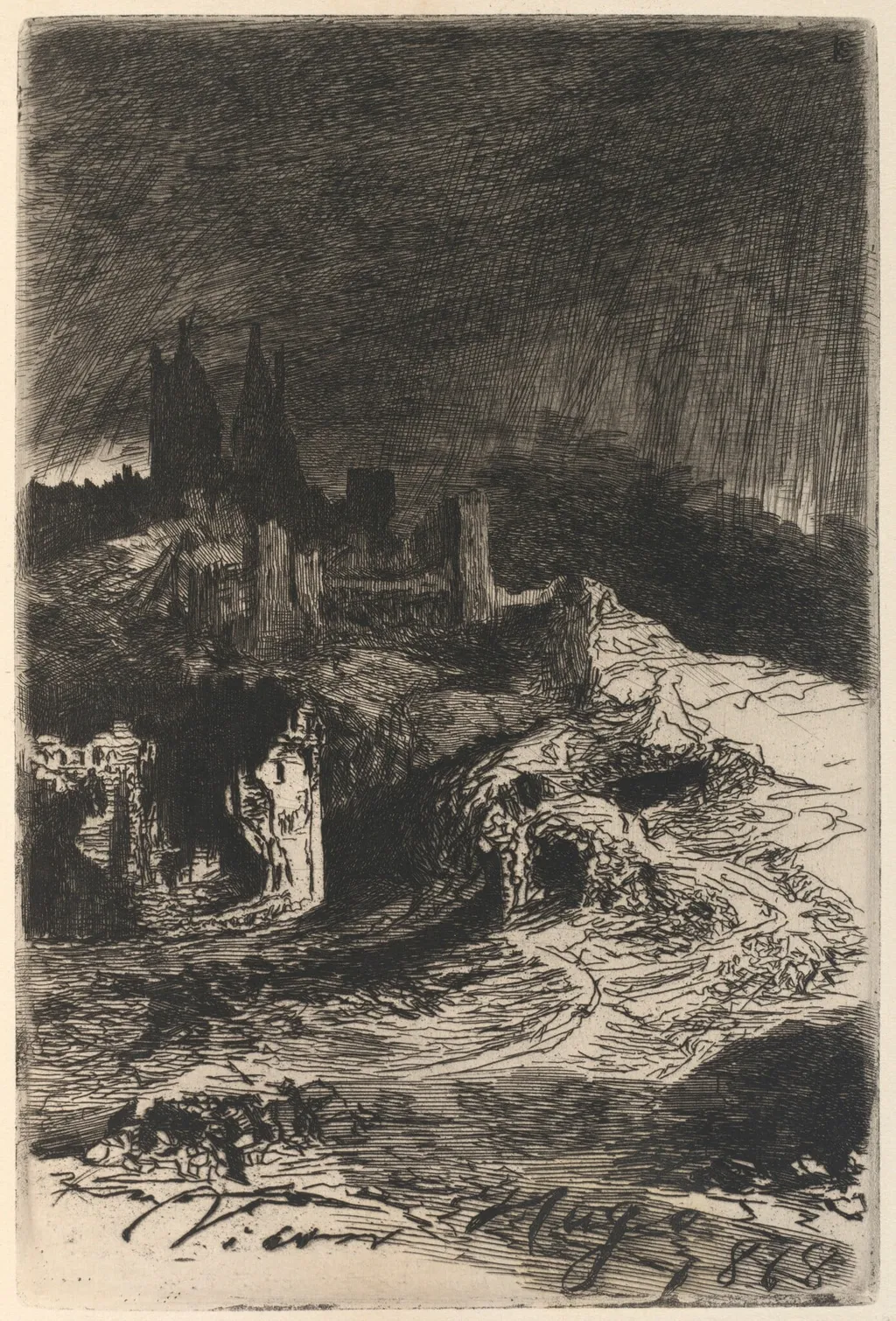 L'Eclair (Lightning), by Victor Hugo, ink, 1868