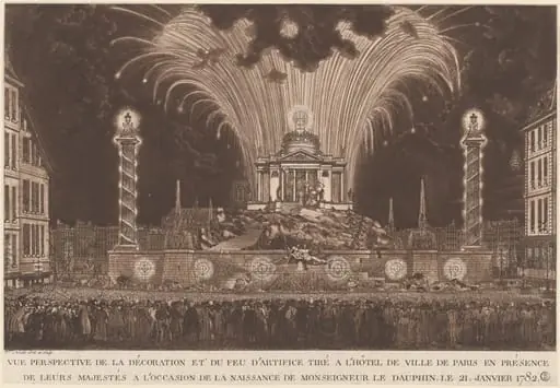 La Décoration et du Feu d'Artifice... la Naissance de Monseigneur le Daufin (Fireworks Celebrating the Birth of the Dauphin), by Victor Jean Nicolle