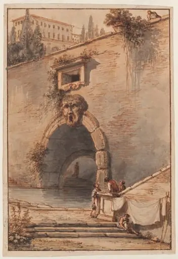View of an Ancient Roman Bridge with a Mascaroon, by Victor Jean Nicolle