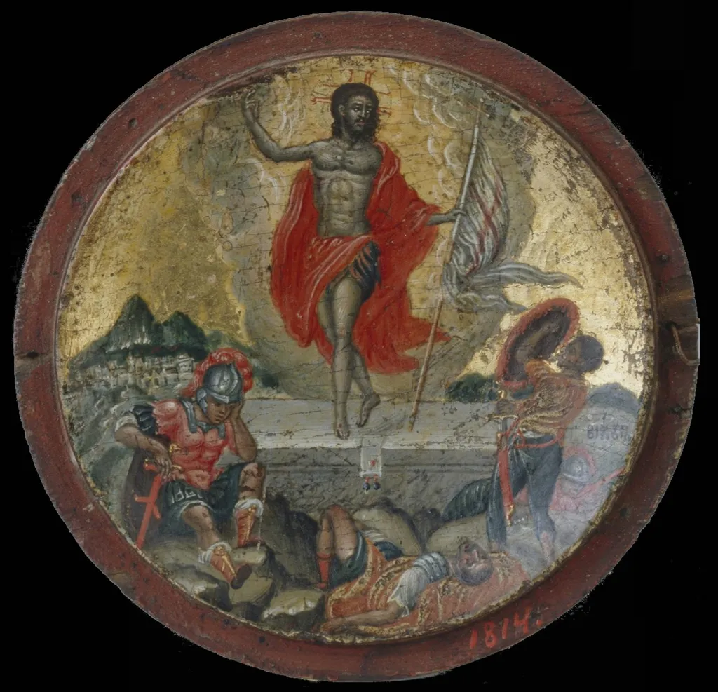 Panagiarion Showing the Resurrection (Victor of Crete), by Victor of Crete, tempera, 1673
