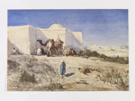 Arabs and camels beside a Tomb, Algeria[?], by Victor-Pierre Huguet