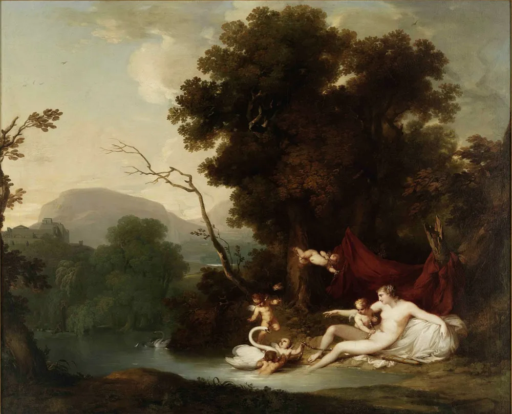 Leda and the Swan, by Vieira Portuense, oil, 1800