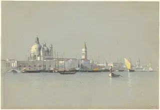 View across the Giudecca Canal toward the Salute and the Campanile of San Marco