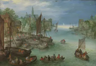 View of a City along a River, by Jan Brueghel, the elder