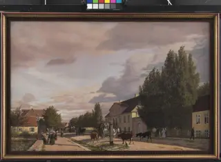 View of a Street in Østerbro outside Copenhagen. Morning Light