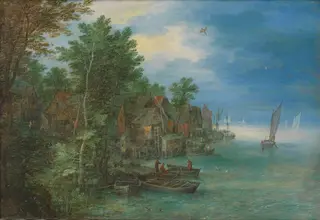 View of a Village along a River, by Jan Brueghel, the elder