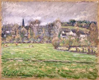 View of Bazincourt, by Camille Pissarro