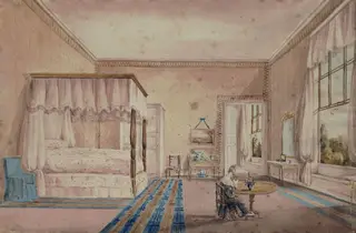 View of bedroom at Woodton Hall, Norfolk