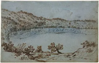 View of Lake Nemi (recto)