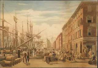 View of South Street, from Maiden Lane, New York City, by William James Bennett