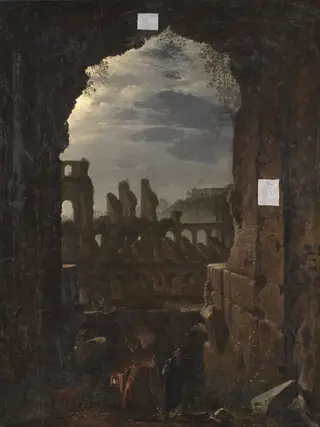 View of the Colosseum in Moonlight