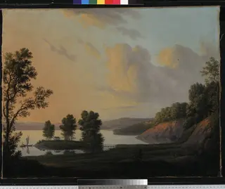 View of the Manor of Dronninggaard across Lake Fure, North Zealand.