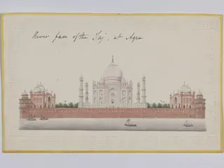 View of the Taj Mahal from across the Jumna river.