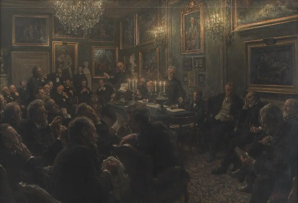 En akademirådsforsamling på Charlottenborg i 1904, by Viggo Johansen