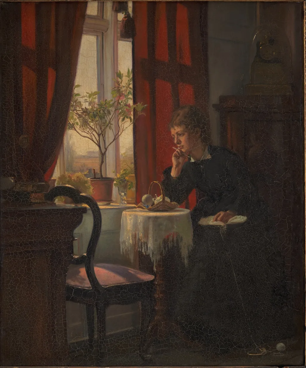 Helga Johansen, kunstnerens søster, by Viggo Johansen, oil, 1892