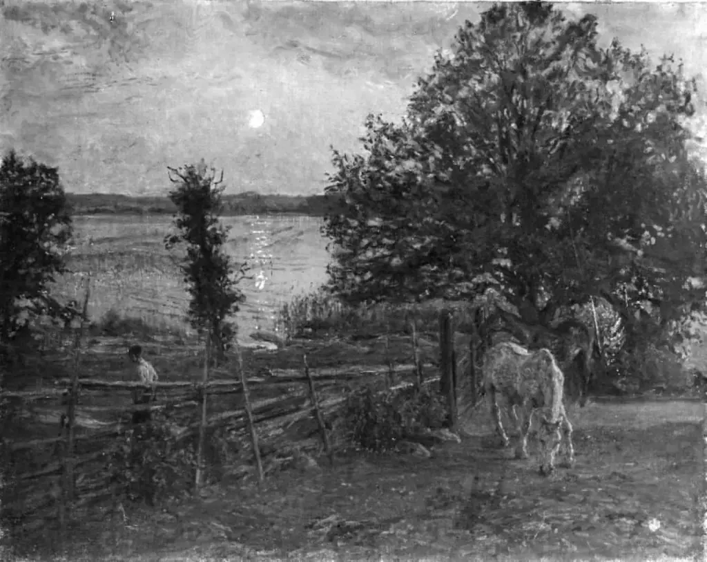 Måneopgang ved Tyresjö i Sverige, by Viggo Johansen