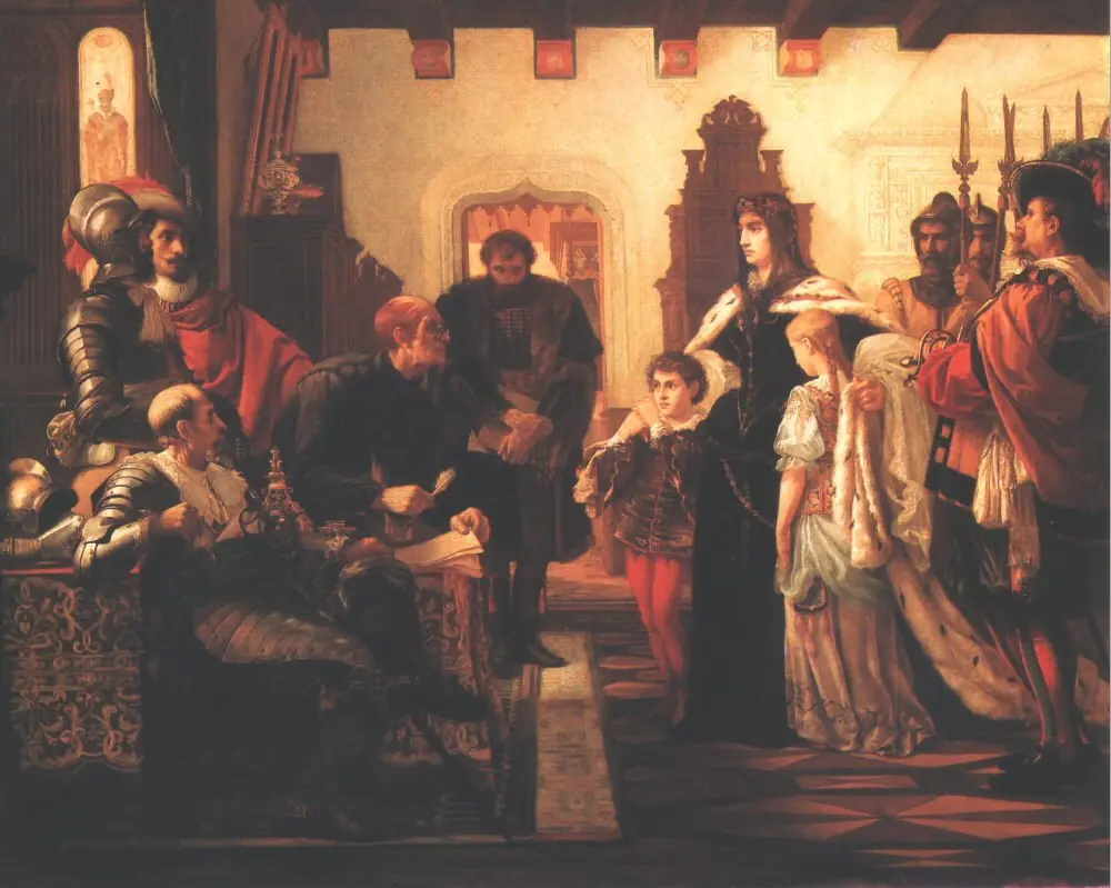 Ilona Zrínyi before the Investigating Judge, by Viktor Madarász