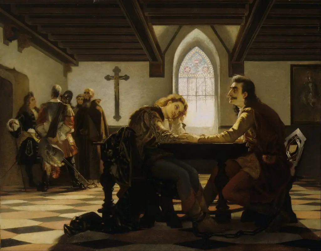 Péter Zrínyi and Kristóf Frangepán in Prison at Wiener Neustadt, by Viktor Madarász