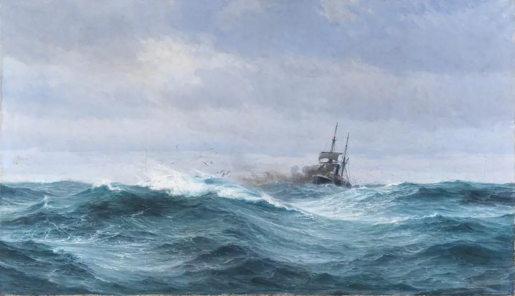 Et skib i storm på Atlanterhavet, by Vilhelm Arnesen
