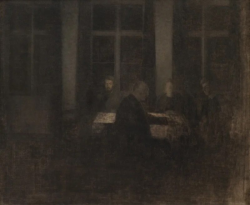 Aften i stuen, by Vilhelm Hammershøi, oil, 1904
