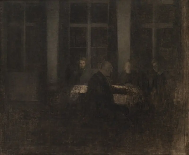 Aften i stuen, by Vilhelm Hammershøi