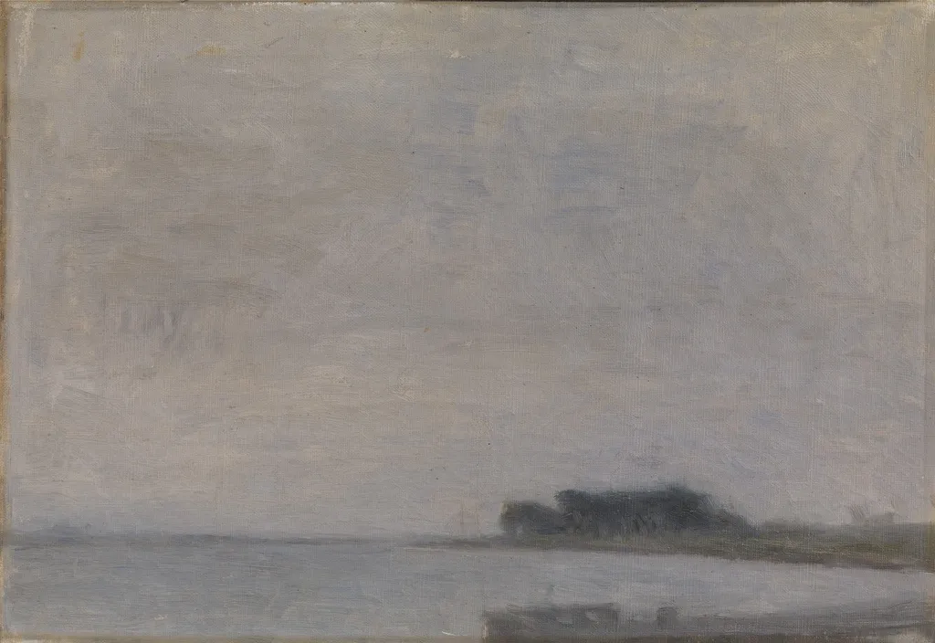 Landscape on the Island of Falster, by Vilhelm Hammershøi, oil, 1896