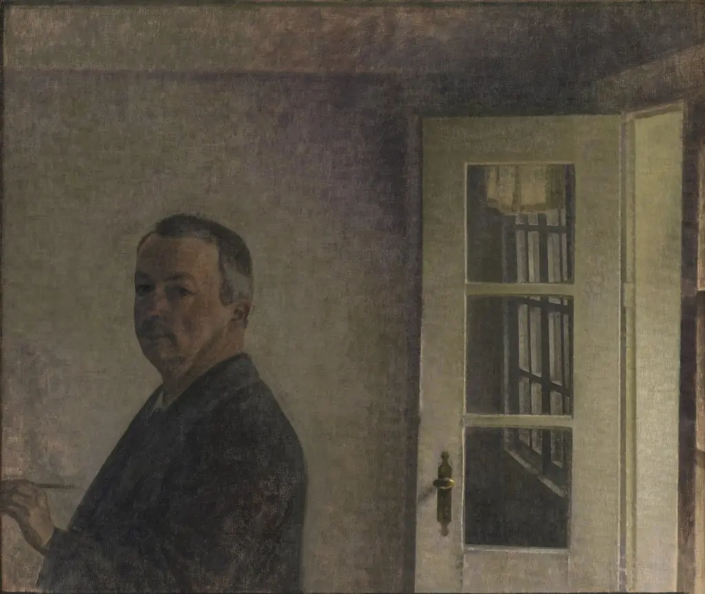 Self-Portrait. The Cottage Spurveskjul at Sorgenfri, North of Copenhagen, by Vilhelm Hammershøi