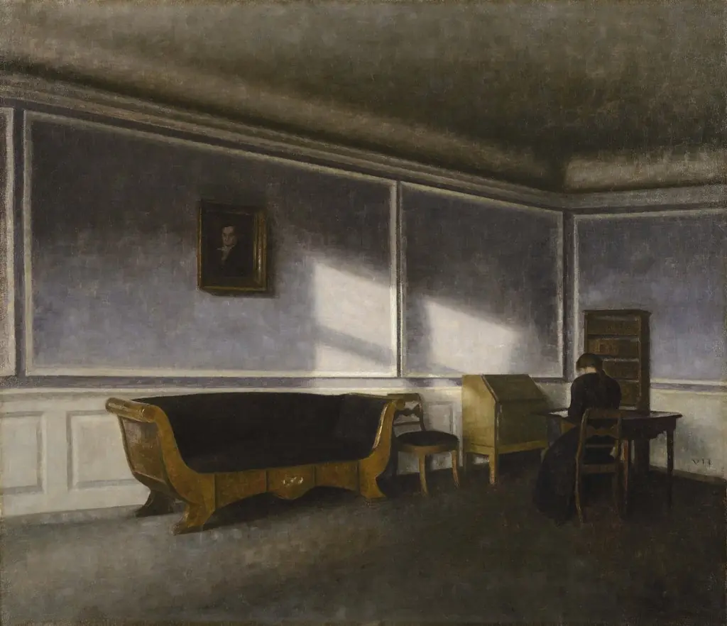 Sunshine in the Drawing Room, by Vilhelm Hammershøi